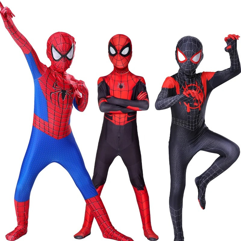 Kids Spider-Man Inspired Full Bodysuit Costume – Red & Black Superhero Suit